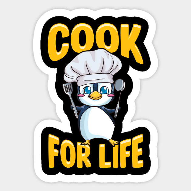 Cute Penguin Cook For Life Cooking Kitchen Animal Sticker by theperfectpresents